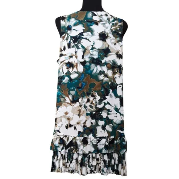 LOGO Lori Goldstein Sleeveless Tunic Blouse Double Layered Peplum Floral - Picture 3 of 9